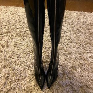 Black Patent Leather Thigh-high Boots